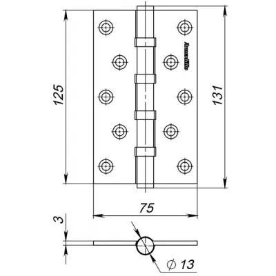 Петля универсальная IN5500UC PN (500-C5) 125х75х3 перл. никель Box