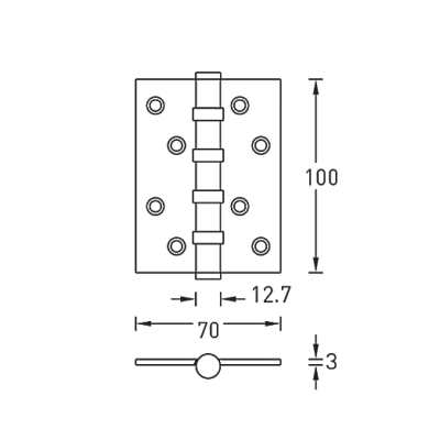 Универсальная петля врезная латунная A010-C 100X70X3-4BB-1BL (Матовый черный)