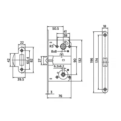 Защёлка под ключевой цилиндр BUS 2085 ANT.BRONZE (бронза, металлический язычок)