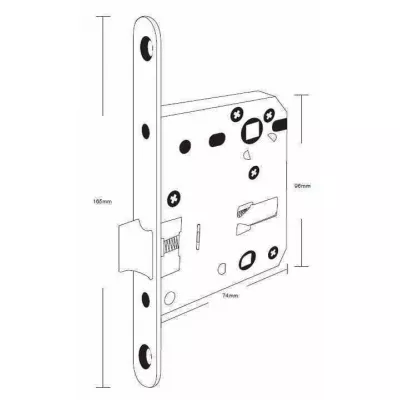 Защёлка сантехническая с пластиковым язычком PLAST50/70 BLACK (черный матовый)