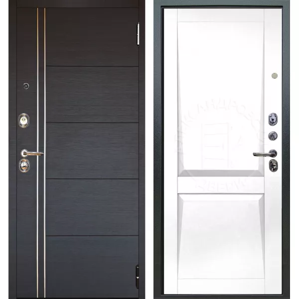 Шумоизоляционная дверь Люкс 3К 2П Лофт венге внутри Пифагор белый бархат