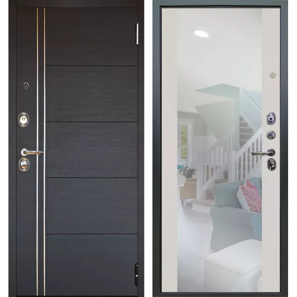 Шумоизоляционная дверь Люкс 3К 2П Лофт венге внутри Вояж белое дерево