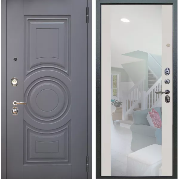 Шумоизоляционная дверь Люкс 3К 2П Могадиш Силк флай внутри Вояж белое дерево