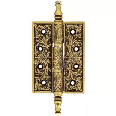 Дверная петля Extreza 6110 универсальная латунная 102x76x4 французское золото + коричневый F59 (1шт.)