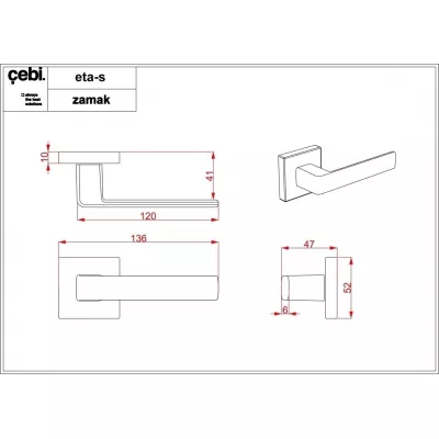 Дверная ручка CROMA ETA-S, матовый хром