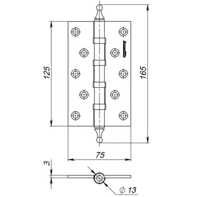 Петля универсальная IN5500UA PN (500-A5) 125х75х3 перл. никель Box