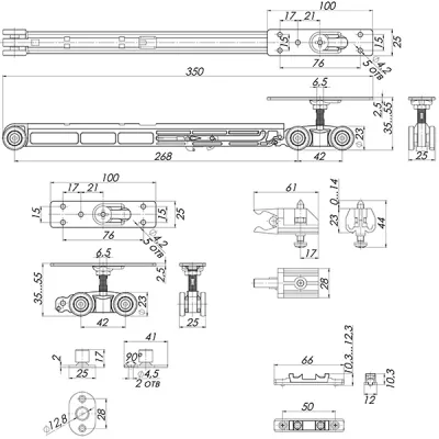 Комплект для раздвижных дверей Comfort - PRO SET 3 /soft close+roller/ 80 (CFA170B)