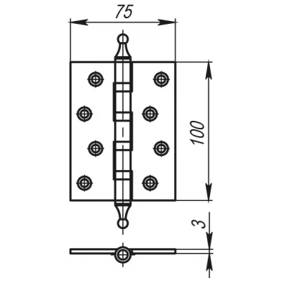 Петля универсальная IN4500UA PN (500-A4) 100x75x3 перл. никель Box