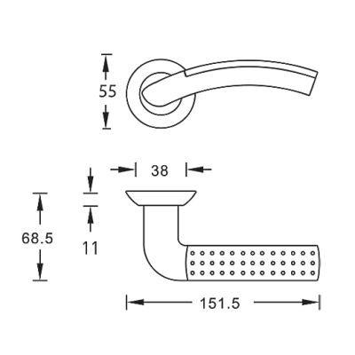 Дверная ручка ARCHIE S010 59HHP белый никель (перфорация)