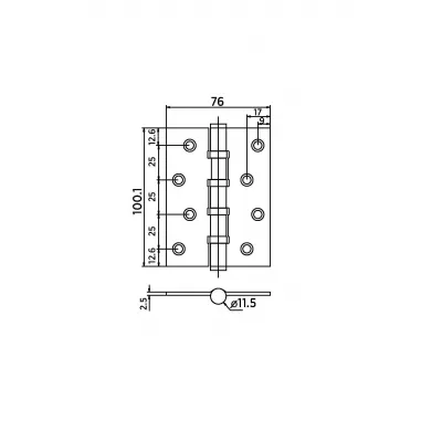 Универсальная петля врезная B020-C 100X75X2.5-4BB-1CM (кофе)