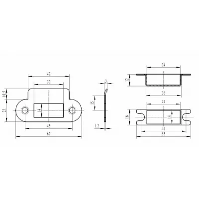 Защёлка сантехническая с пластиковым язычком PLAST50/70 BLACK (черный матовый)
