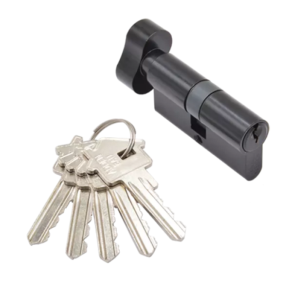 Ключевой цилиндр ADDEN BAU. CYL 5-60 KNOB BLACK (цвет ЧЕРНЫЙ) ключ-завертка, 5 ключей, 60 мм
