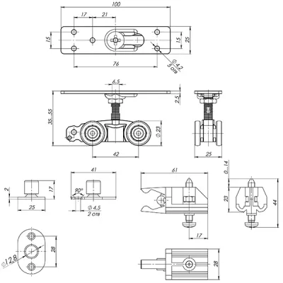 Комплект для раздвижных дверей Comfort - PRO SET 1 /rollers/ 80 (CFA170)