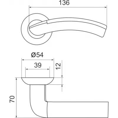 Ручка раздельная Libra LD27-1SN/CP-3 матовый никель/хром