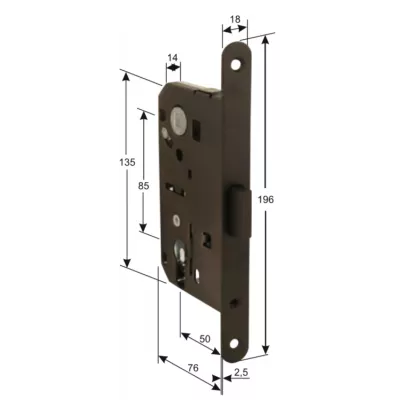 Замок врезной Magnetico F140.13.49 Cyl цилиндрический c ответной планкой и шурупами, Античное серебро