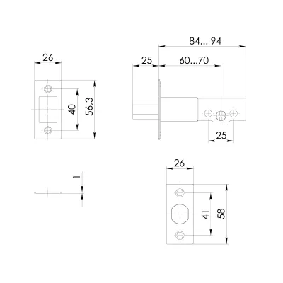 Замок врезной DK.001 ET BL черный