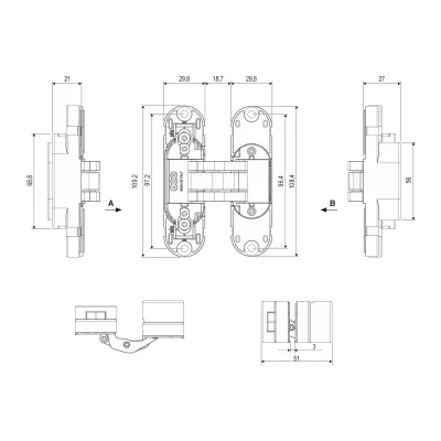 E30200.85.22  (бронза) петля ECLIPSE 2.2 (4 накладки в комплекте)