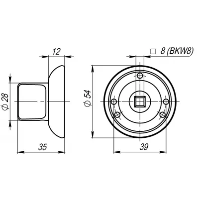 Ручка поворотная BKW8.R.LD54 (BKW8) SN/CP-3 матовый никель/хром