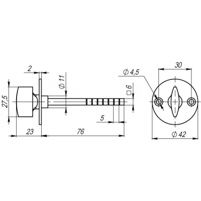 Ручка поворотная BK6.R.SB30 (SB-30/6) CP-8 хром