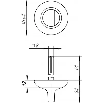 Ручка поворотная BKW8.R.RM54 (BKW8 RM) CP-8 хром