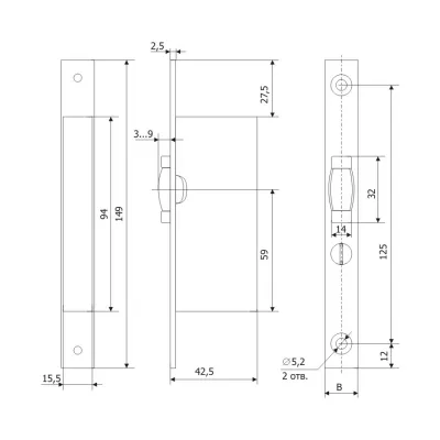 Защелка узкопрофильная PROFI 25.1P.24 /128:0296/