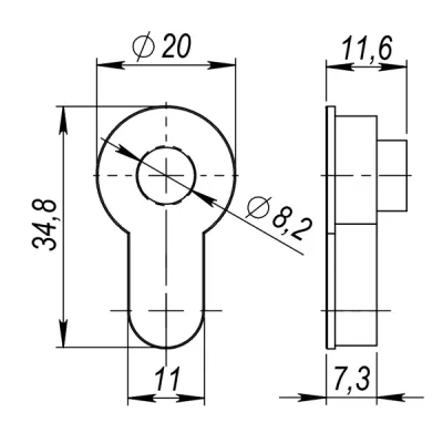 Вставка под шток ET.TANG.UNI (CYLINDER) AB-7 бронза