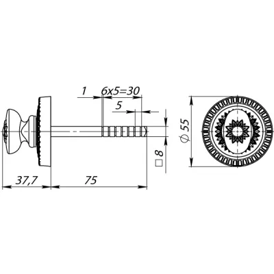 Ручка поворотная BKW8.R.CL55 (BKW8/CL) ABL-18 темная медь