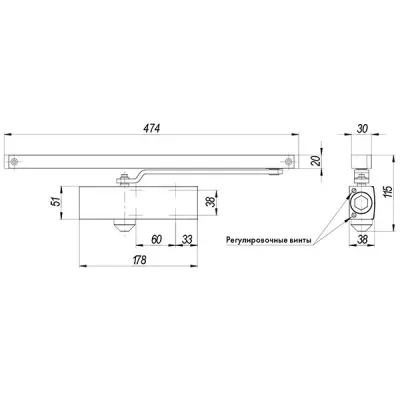 Доводчик дверной со скользящей тягой DCSLIDER85 (DCS-85) WH (белый)