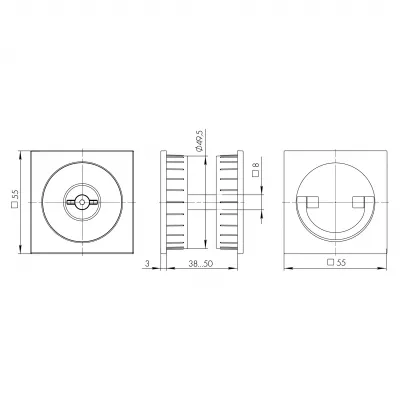 Ручка поворотная для раздвижных дверей SH.QUADRO55.BK8 BL-26 черный