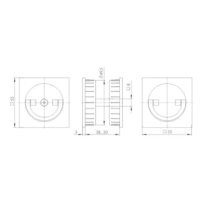 Ручка поворотная для раздвижных дверей SH.QUADRO55.BK8х2 MWSC-33 итальянский тисненый