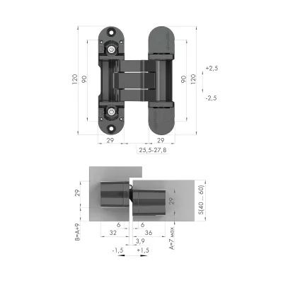 Петля скрытой установки U3D8000.VPG FSG флор. золото TECH