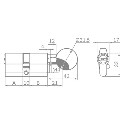 Цилиндровый механизм Z3002Knob80(35+10+35) с вертушкой CP хром