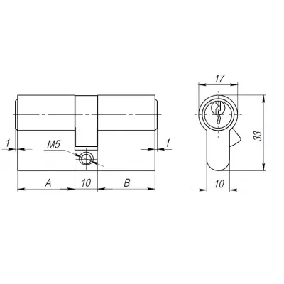 Цилиндровый механизм (AX100/90) AX1000Key90 (40+10+40) CP хром