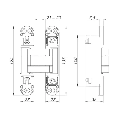 Петля скрытой установки U3D7800.VPG SC мат. хром TECH