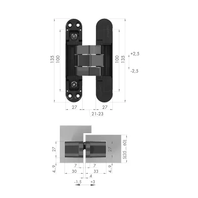 Петля скрытой установки U3D7800.VPG FSG флор. золото TECH