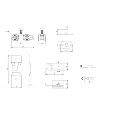 Комплект для раздвижных профильных дверей SLD.Comfort-PRO.SET1.PROF rollers/80