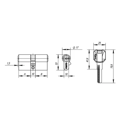 Цилиндровый механизм MaxPro7000Key90mm(35+10+45) SN никель 7key