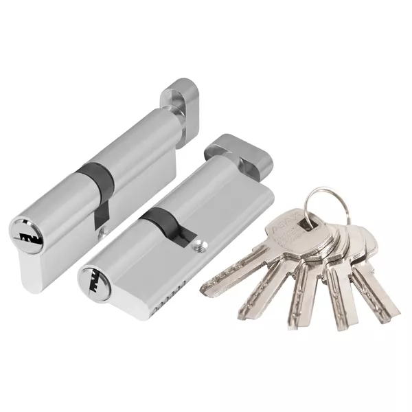 Цилиндровый Ajax (Аякс) механизм (AX202/60) AX2002Knob60 (25+10+25) CP хром с вертушкой